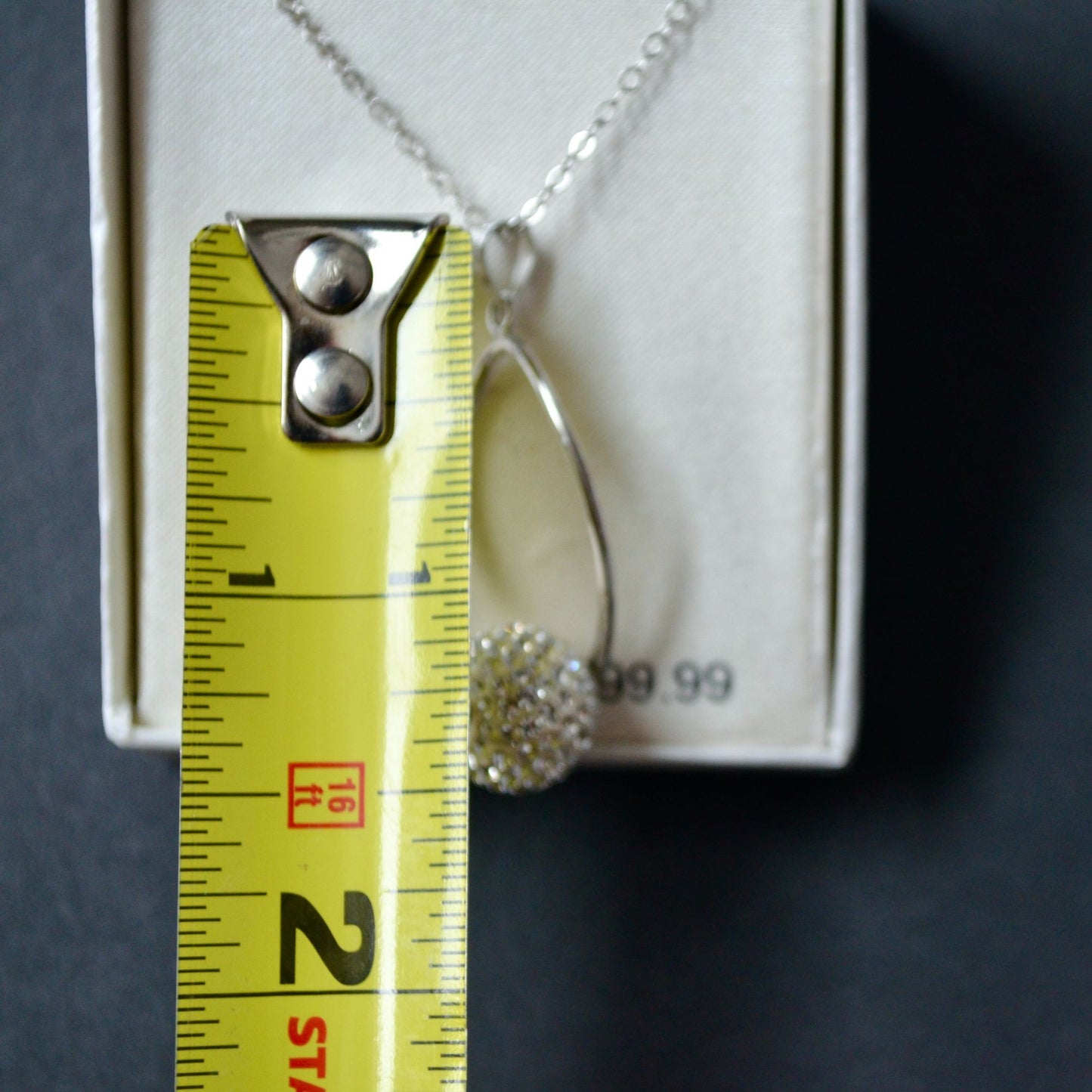 Sterling Silver Crystal Teardrop Necklace New