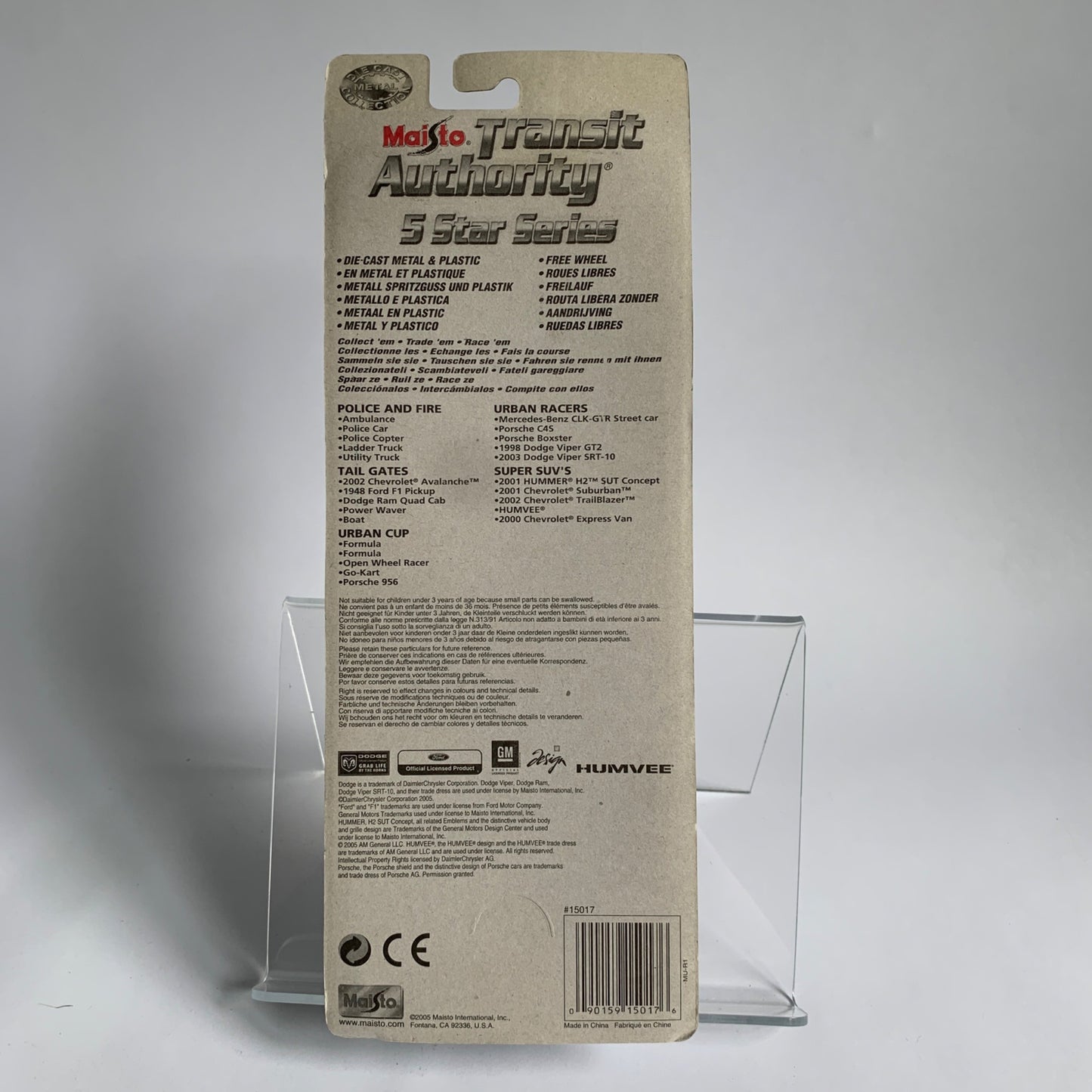 Maisto Transit Authority 5 Star Series Die Cast Cars New NOS 2005