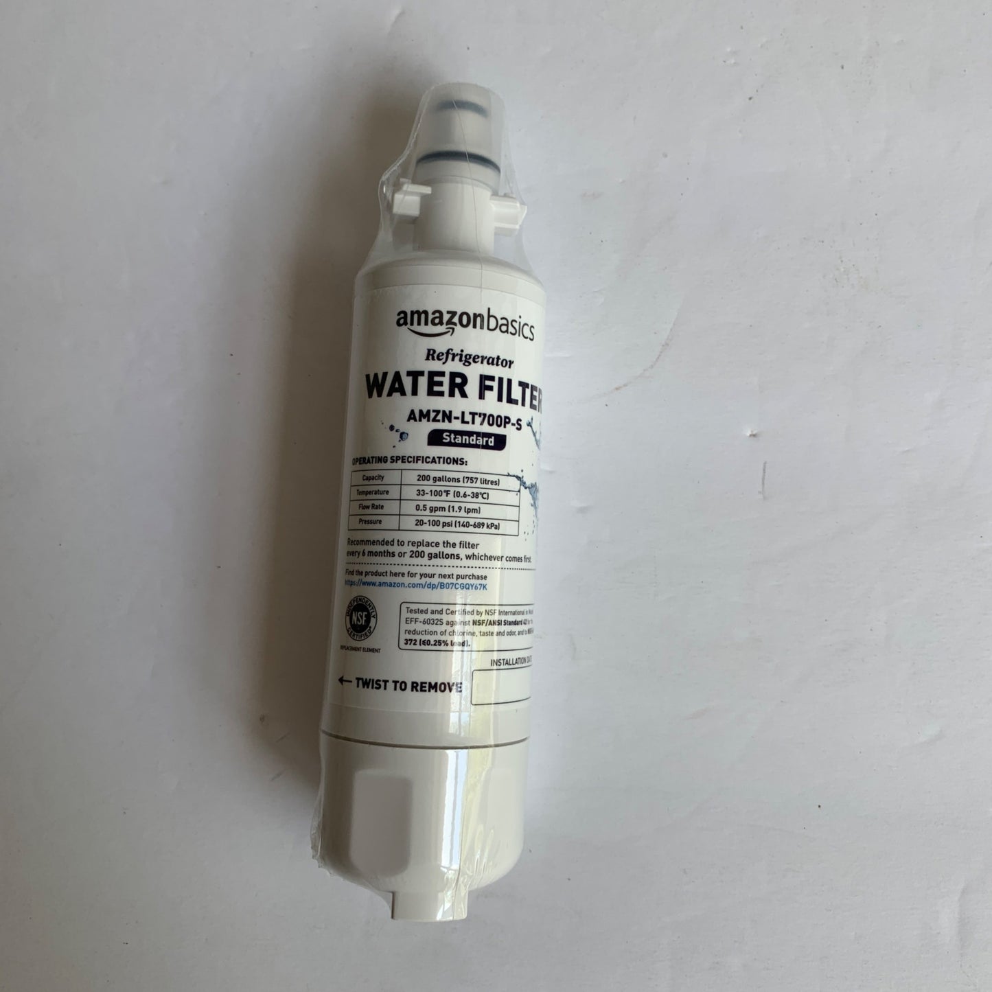 Amazon Basics Replacement LG LT700P Refrigerator Water Filter Cartridge