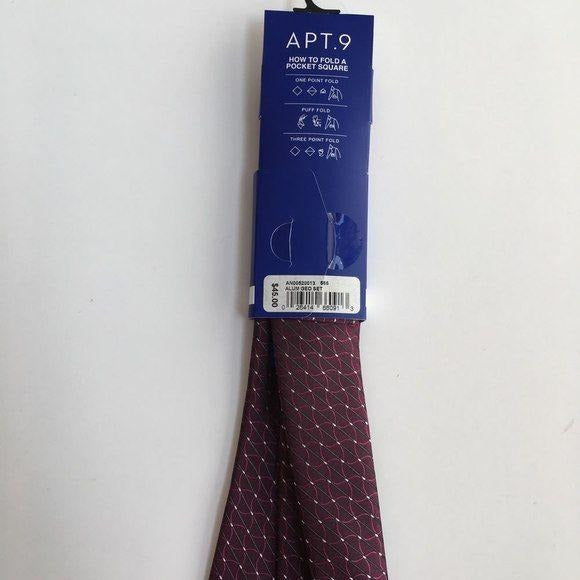Apt. 9 Skinny Tie & Pocket Square Set New