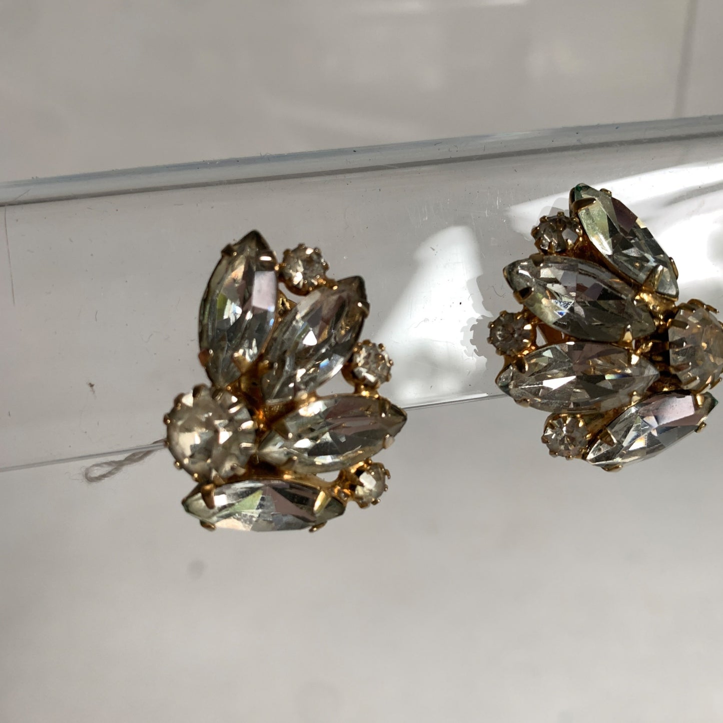 Vintage Rhinestone Clip On Earrings