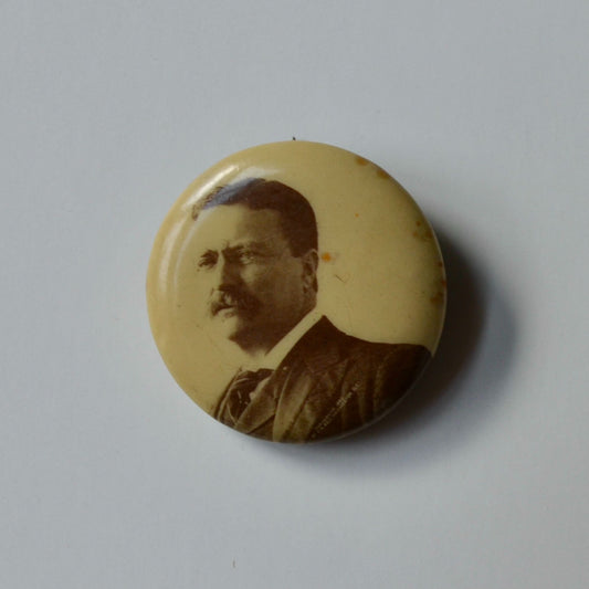 Antique Theodore Teddy Roosevelt Campaign Pin Mini Photo Jewelry Mfg. Chicago