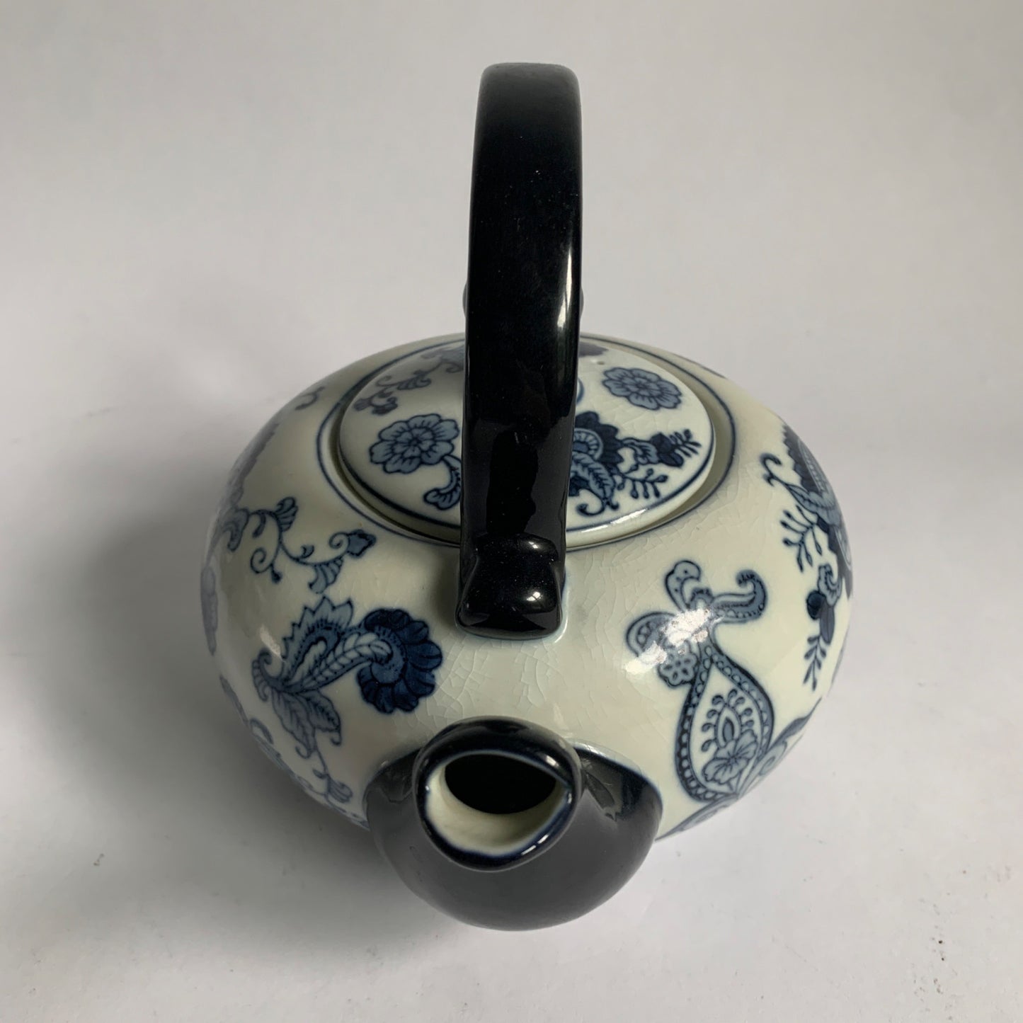 Pier 1 One Imports White Blue Paisley Floral Teapot 4 Cups