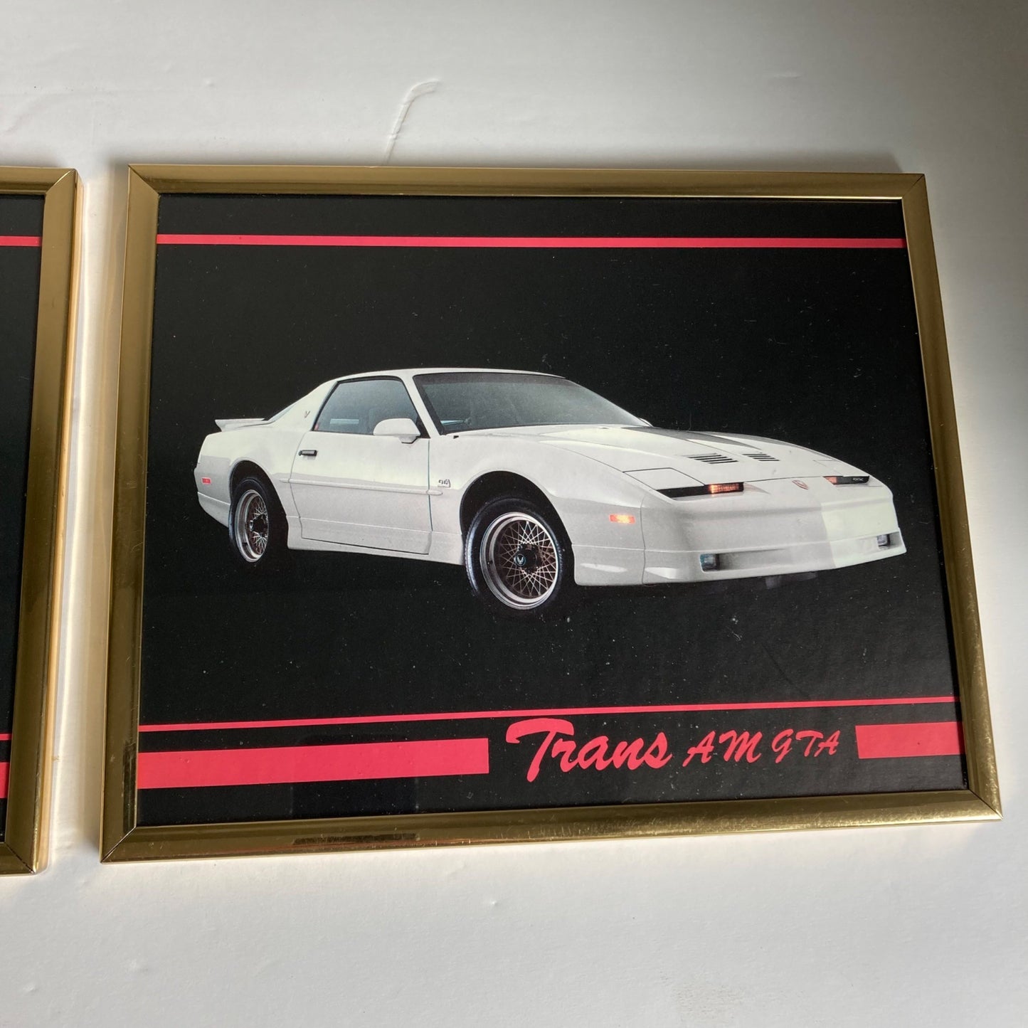 Vintage Set 3 Framed Sports Car Prints Lamborghini Countach Corvette Trans Am