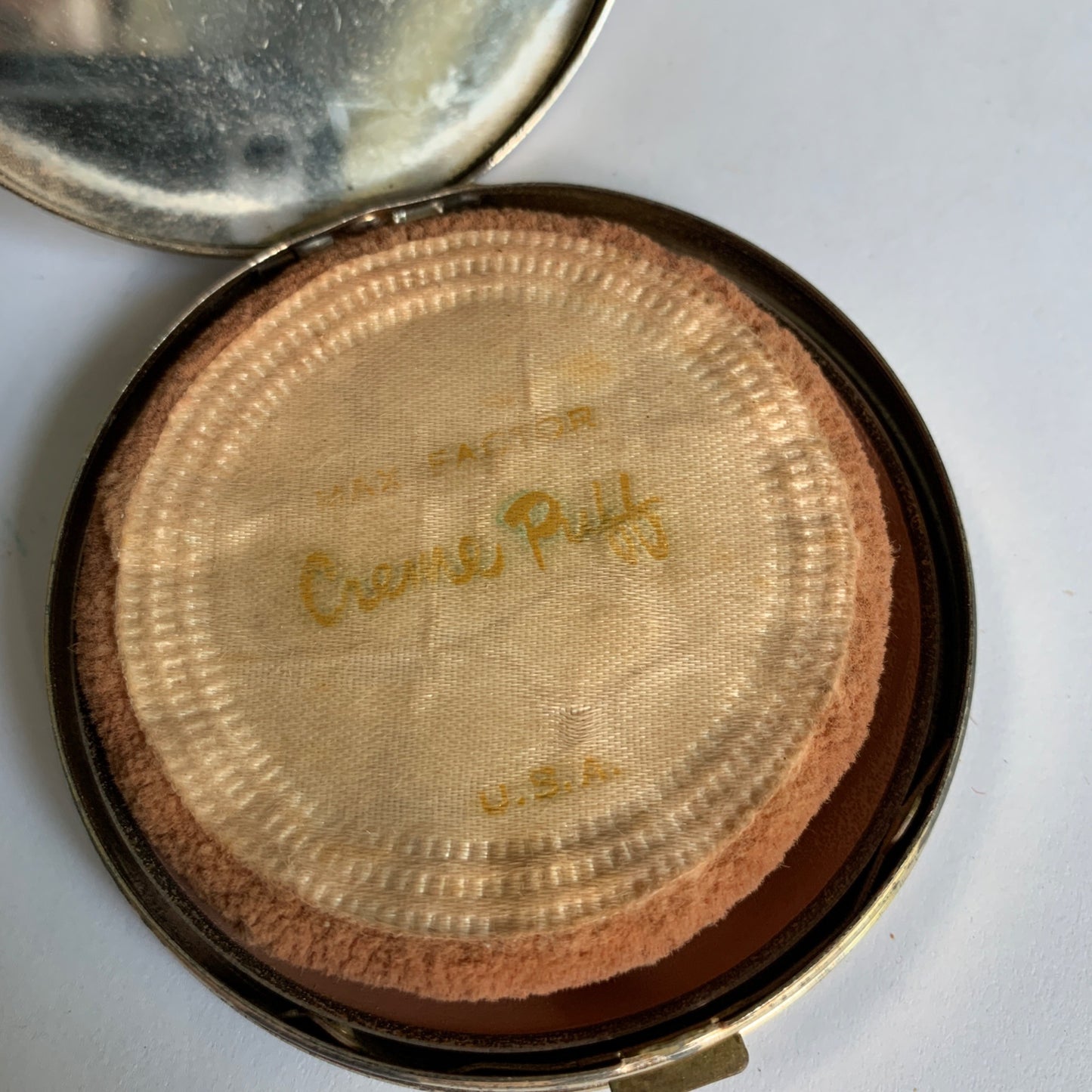 Max Factor Vintage Gold Toned & Black Eagle Crown Detail Compact Metal