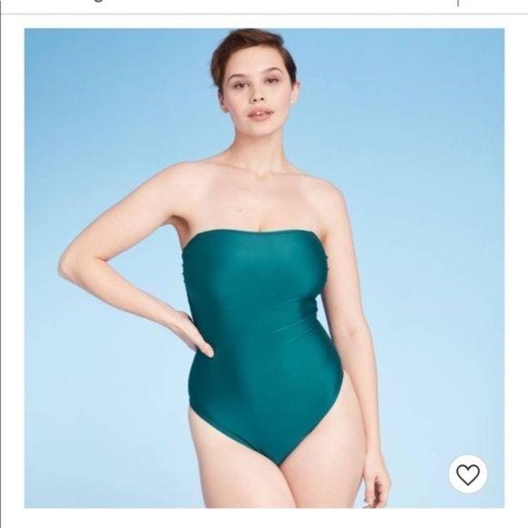 Shade & Shore Teal Bandeau Tie Back Swimsuit