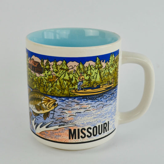 Missouri Coffee Mug Vintage Fish Boat Cabin Teal Interior