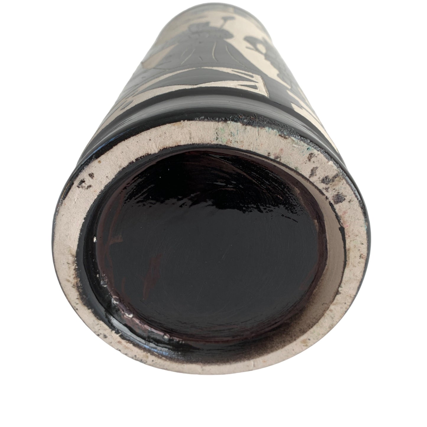 Large Vintage Black White Tall Skinny Vase Horse