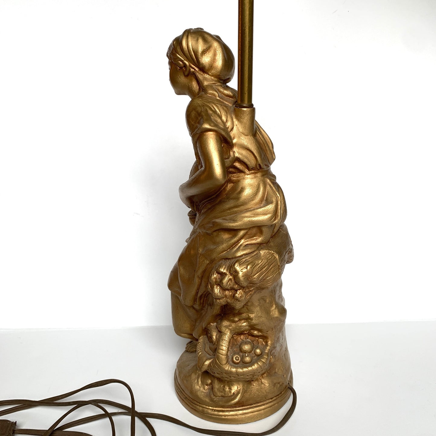 Relic Art LTD Brooklyn NY MCM Lady Figurine Gold Toned Lamp