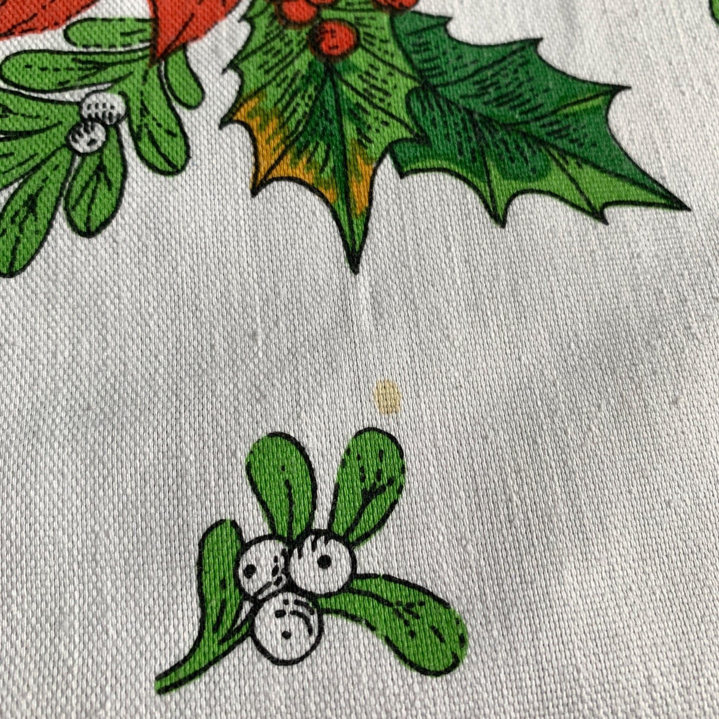 Vintage Ryan 1970s Christmas Tablecloth 64 x 49" Wreath Pointsettias