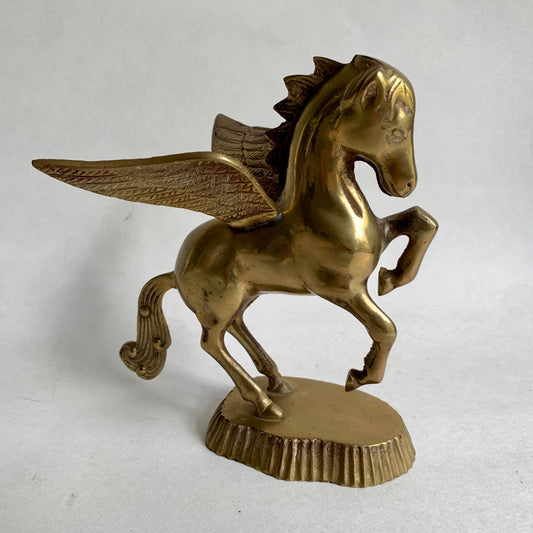 Vintage Brass Pegasus Horse On Stand 7"