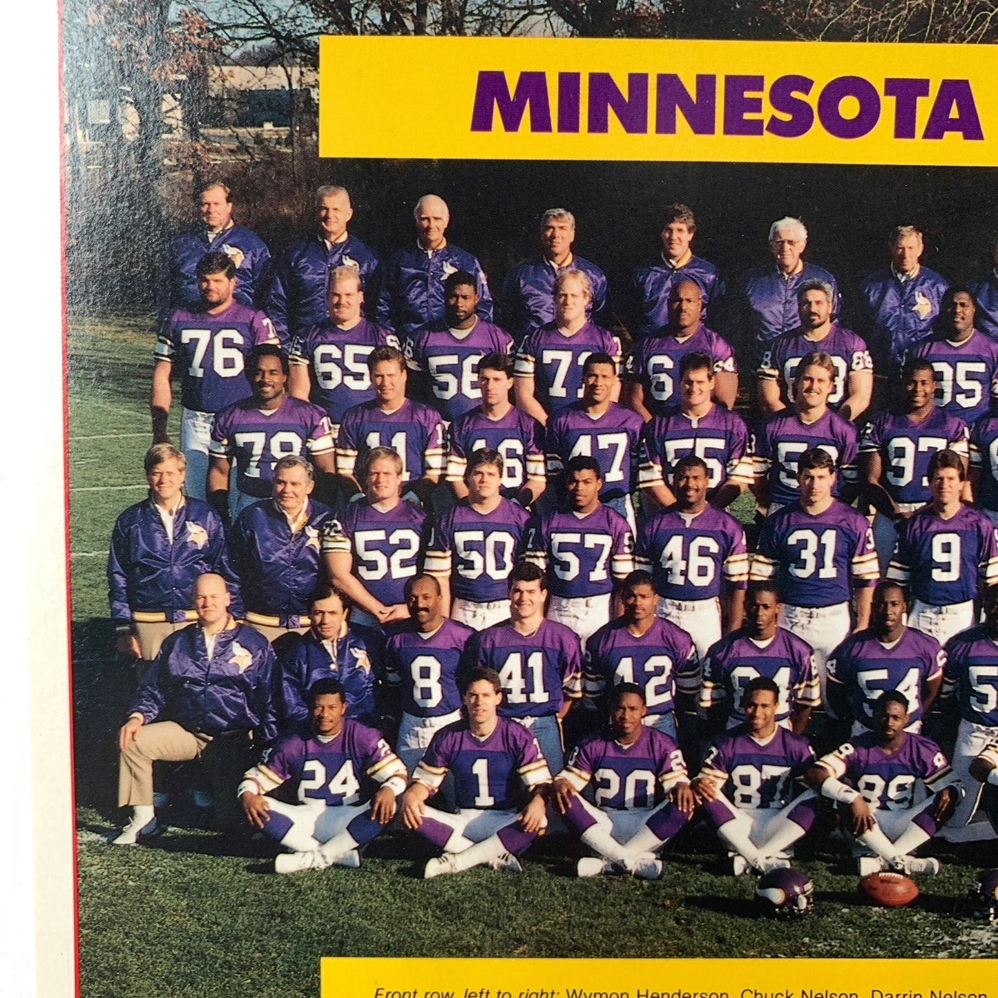 1987 Minnesota Vikings Team Photo Photograph 8 x 10