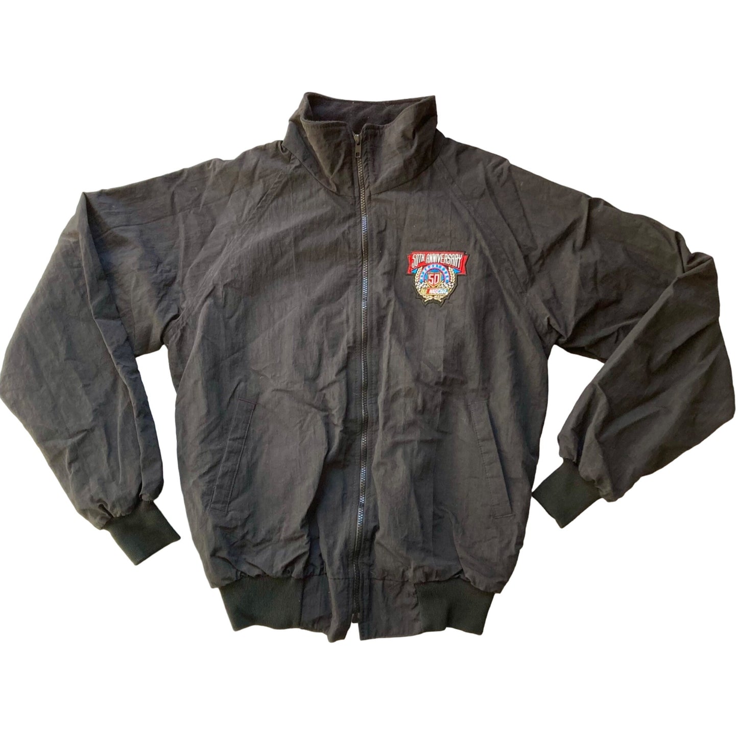 NASCAR 50th Anniversary Jacket Men's Medium Hartwell ViaSport Racing Nylon Black