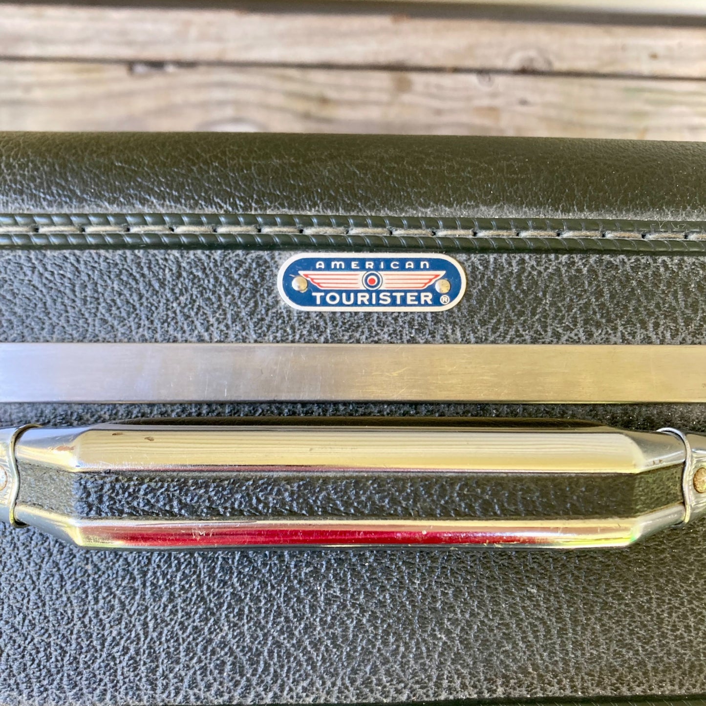 Set 2 Vintage American Tourist Tiara Suitcases Green Hard Shell Luggage NO KEY