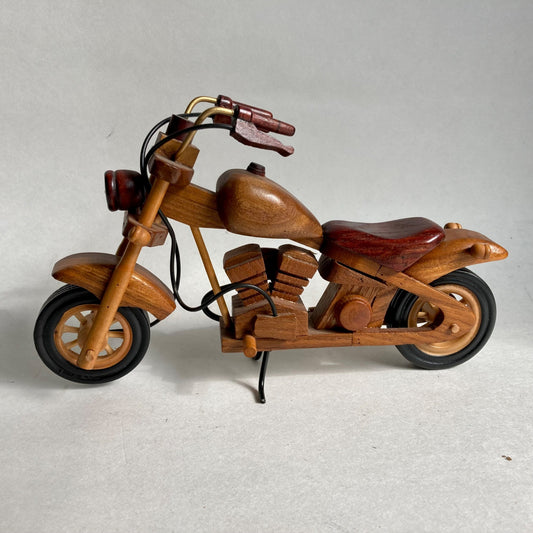 Wood Harley Motorcycle Model Chopper Figurine