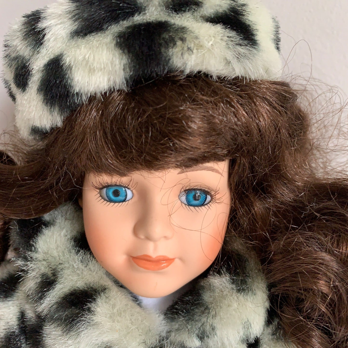 Dan Dee Soft Expressions Porcelain Doll Gray Cheetah Jacket