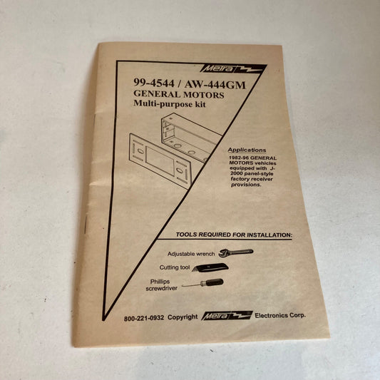 99-4544 /AW-444GM General Motors GM Radio Stereo Installation Instructions 82-96