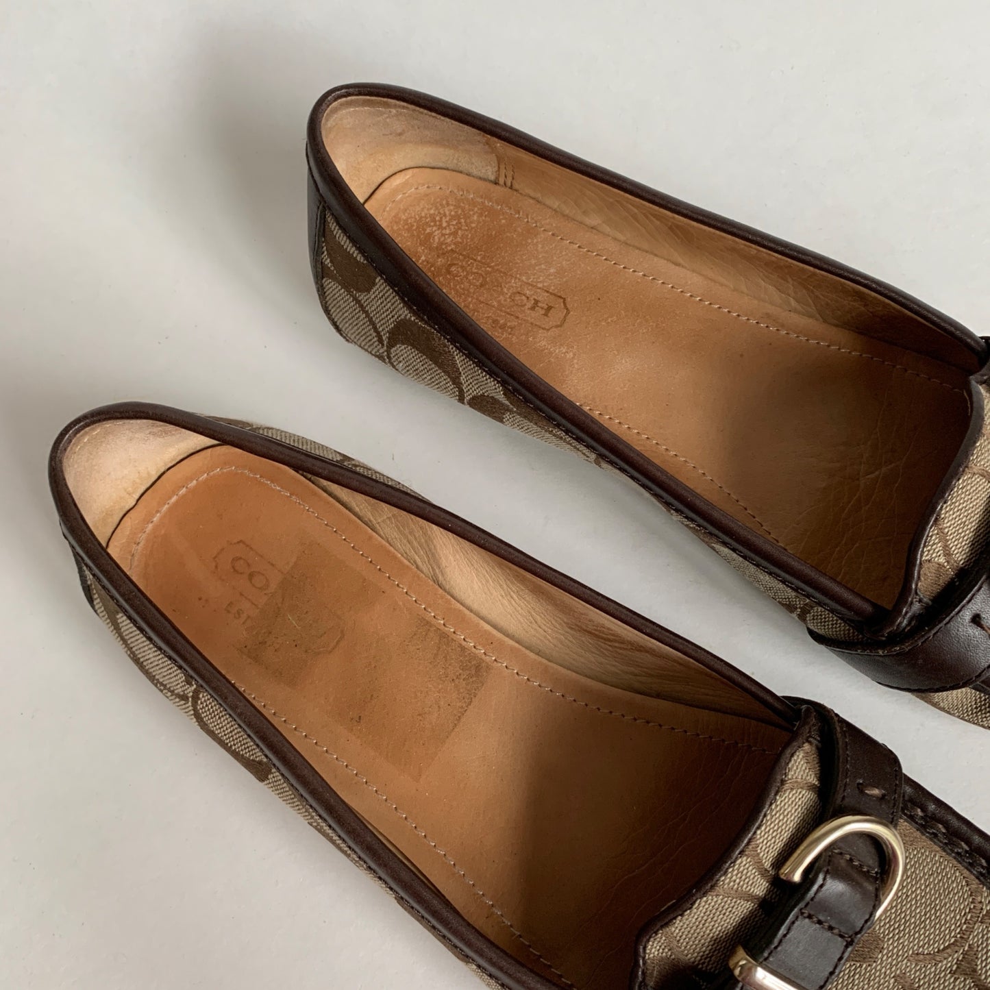 Coach Flores A2160 Signature C Brown Flats 7.5 M with Box