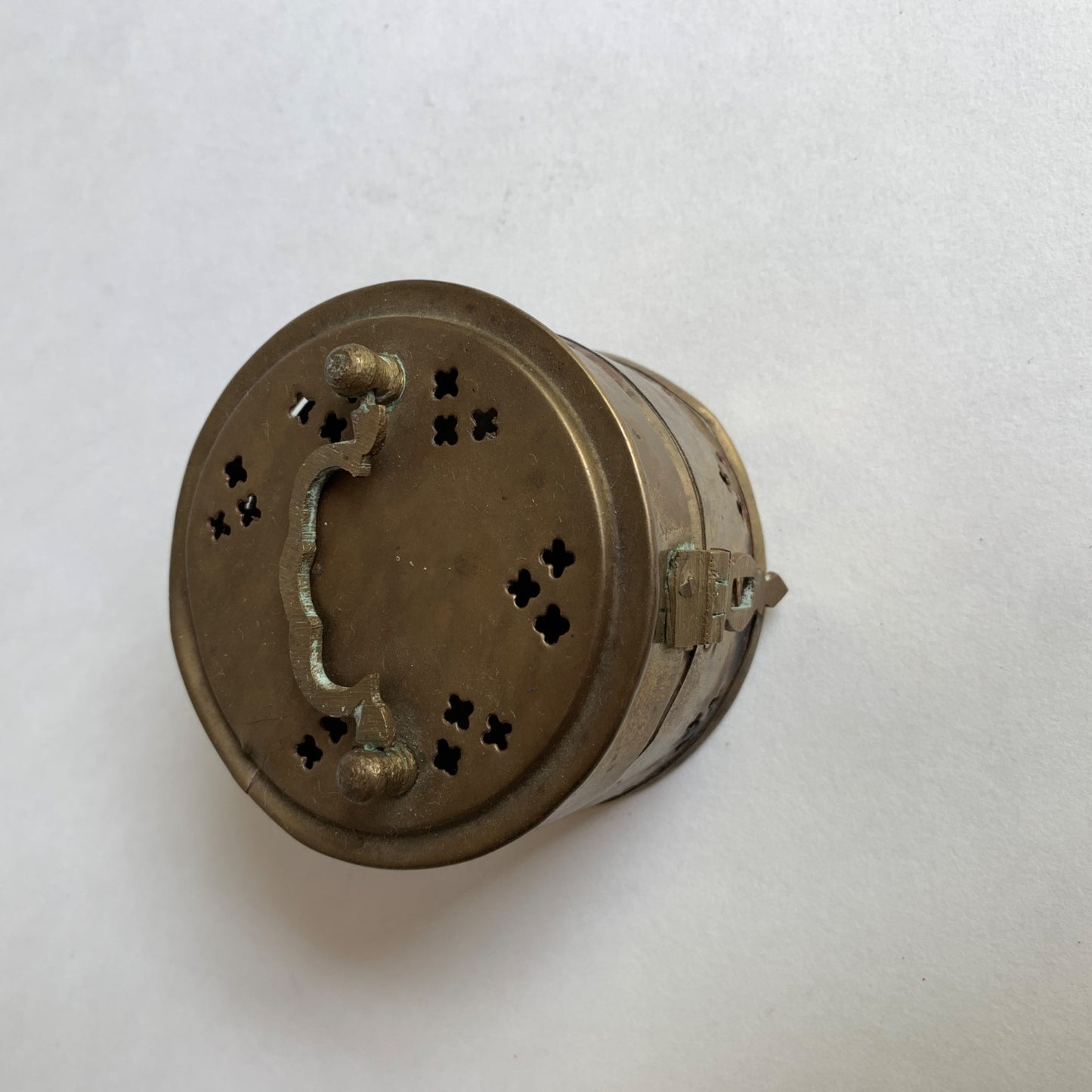 Vintage Brass Cricket Trinket Keeper Round Box Latch Broken