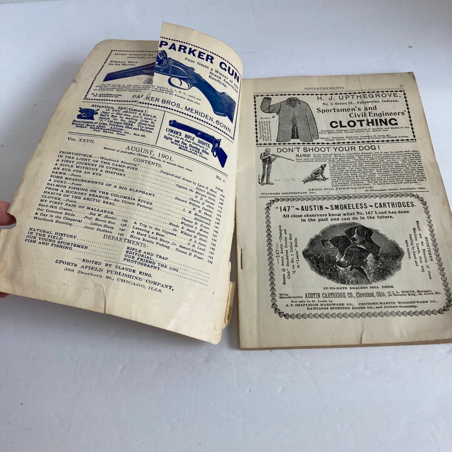 RARE 1901 Sports Afield Magazine August 1901 Antique Hunting Fishing