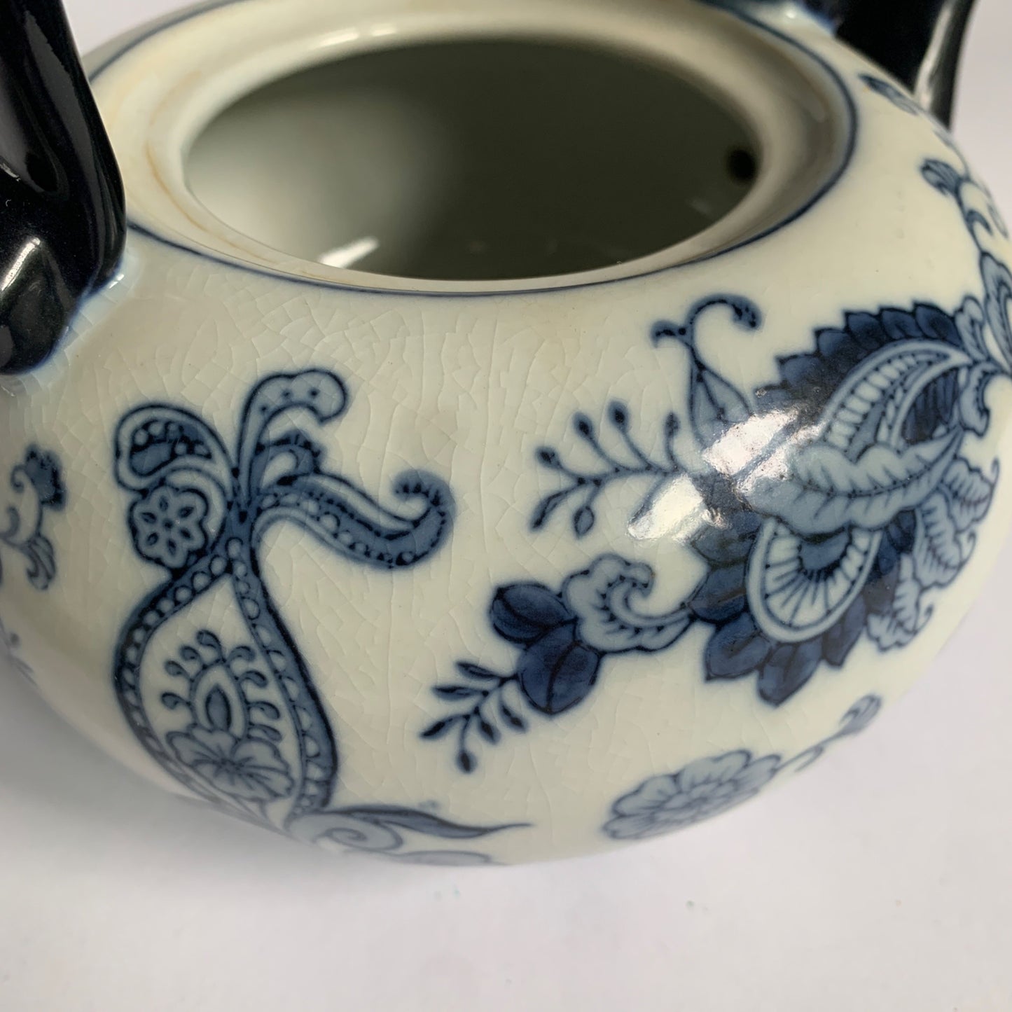 Pier 1 One Imports White Blue Paisley Floral Teapot 4 Cups