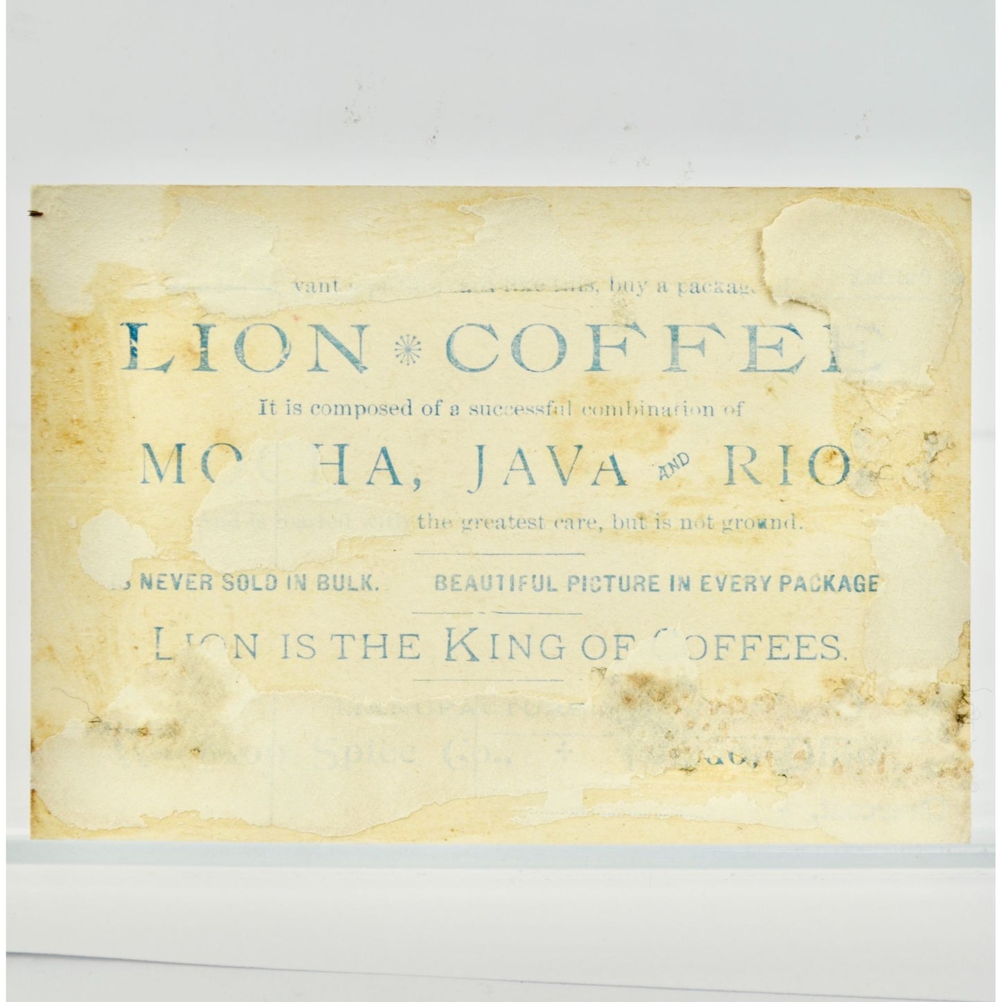 Lion Coffee Antique Victorian Trading Trade Card Kids Branch