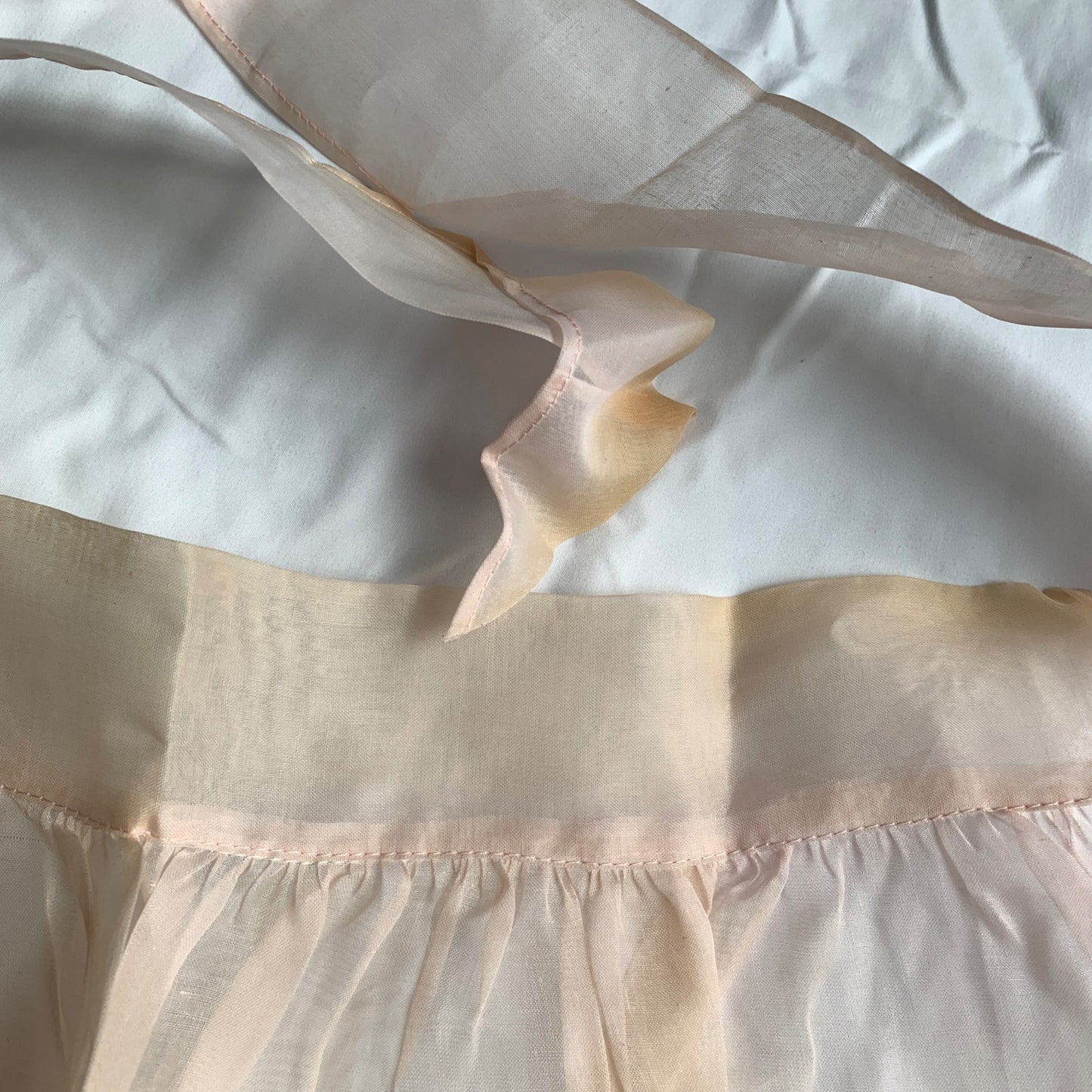 Vintage MCM Pink Sheer Half Apron with Pockets