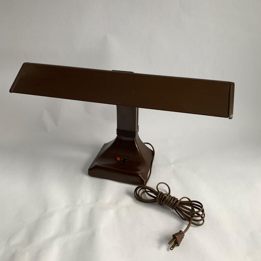 Vintage Lite Master Brown Metal Desk Lamp Wide WORKS!