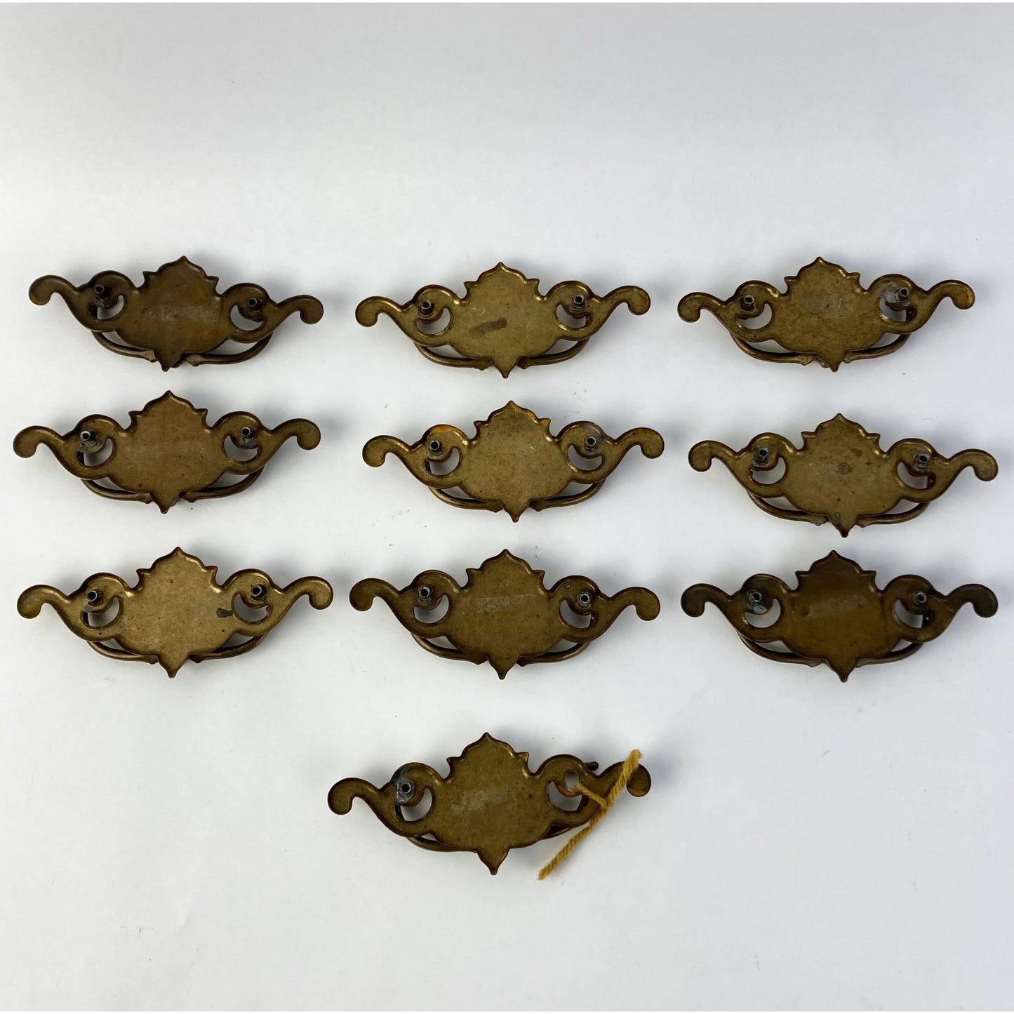 Lot 9.5 Vintage Brass Drop-Bail Drawer Pulls Batwing Chippendale Handles 3"-C