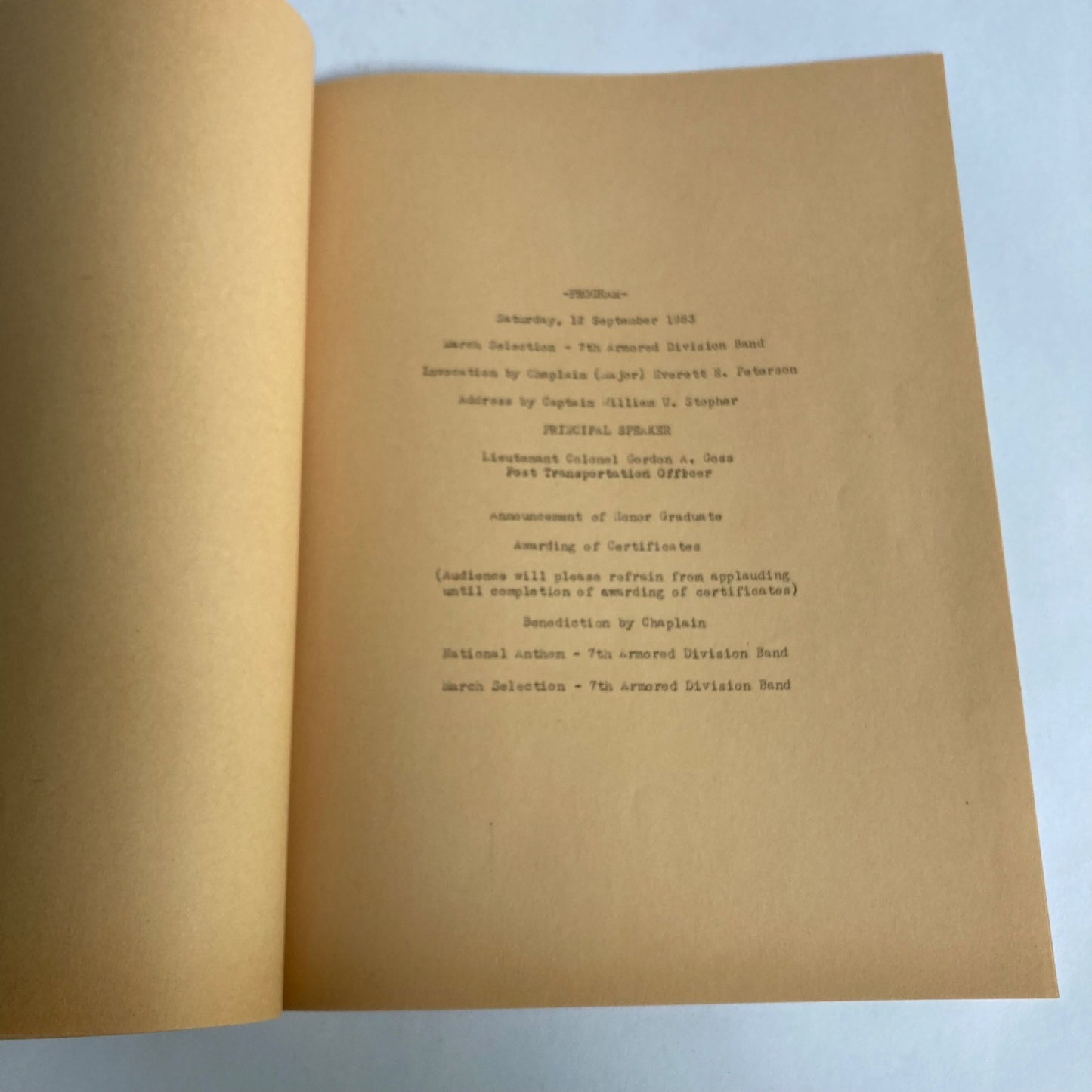 Vintage Army 7th Armored Division 1953 Graduation Exercise, Training Book &Photo