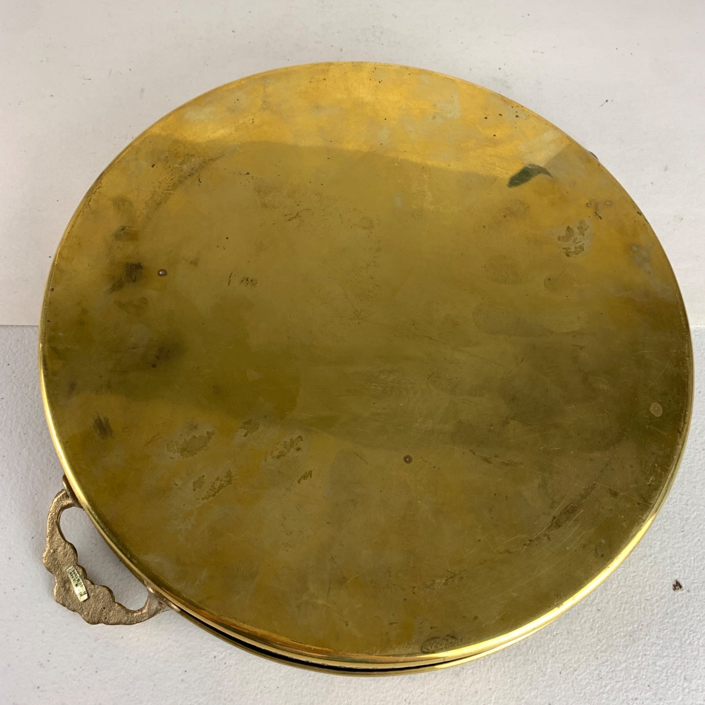 Vintage Brass Round Handled Serving Tray