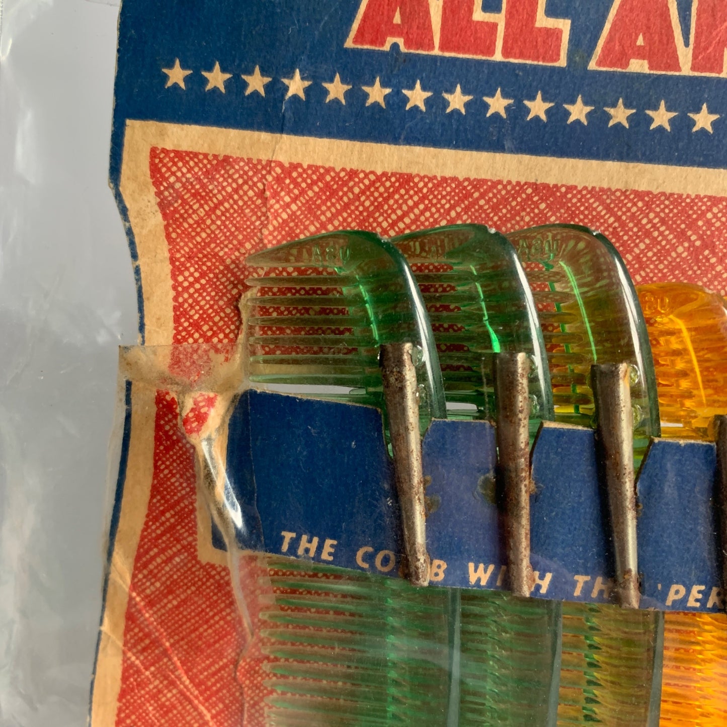 All American Clip Comb Store Display with Combs Complete Full Set of 12 Vintage