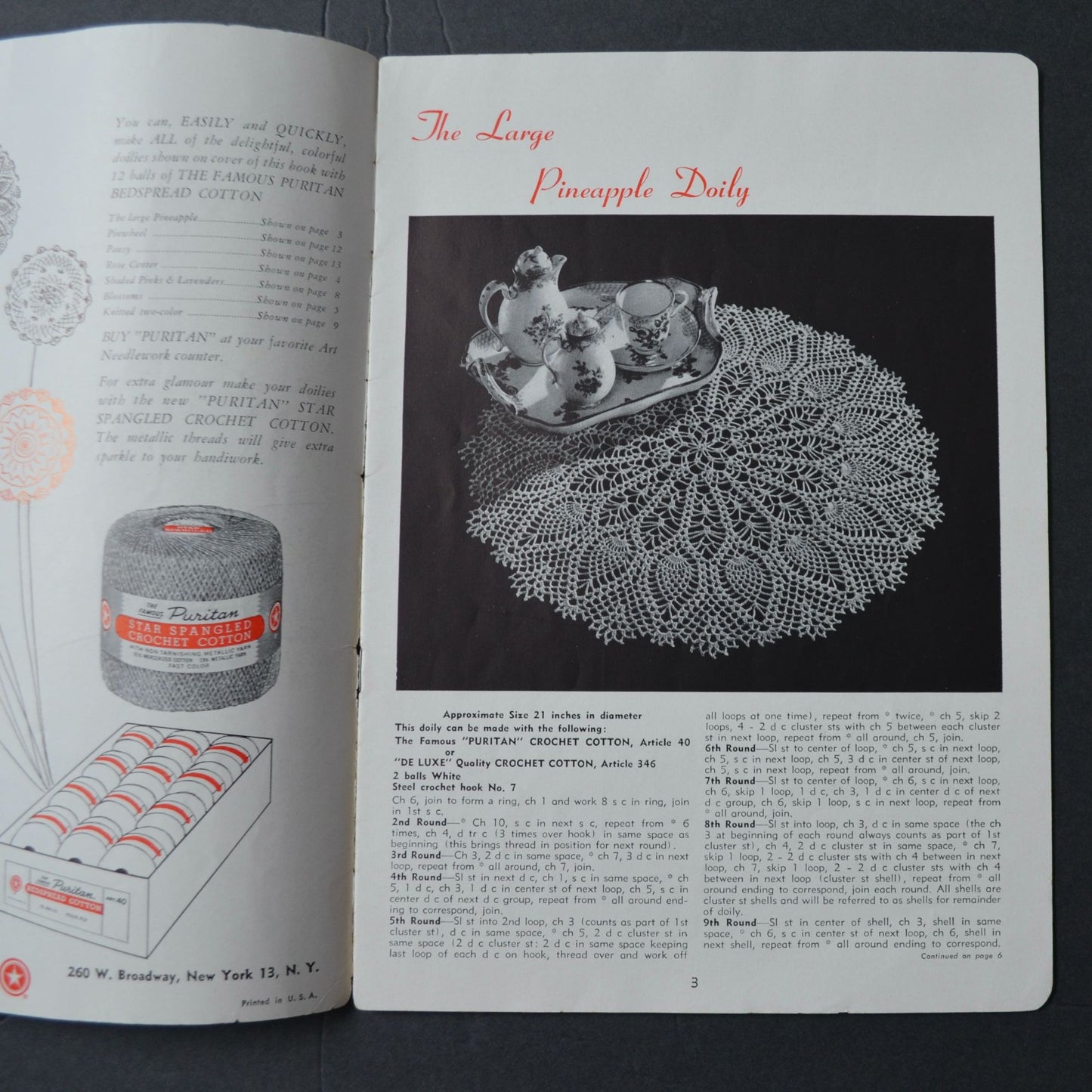 Vintage 1953 Star Doily Book No. 104 By The American Thread Co. Crochet Patterns For Pineapples Flowers Ruffles & More