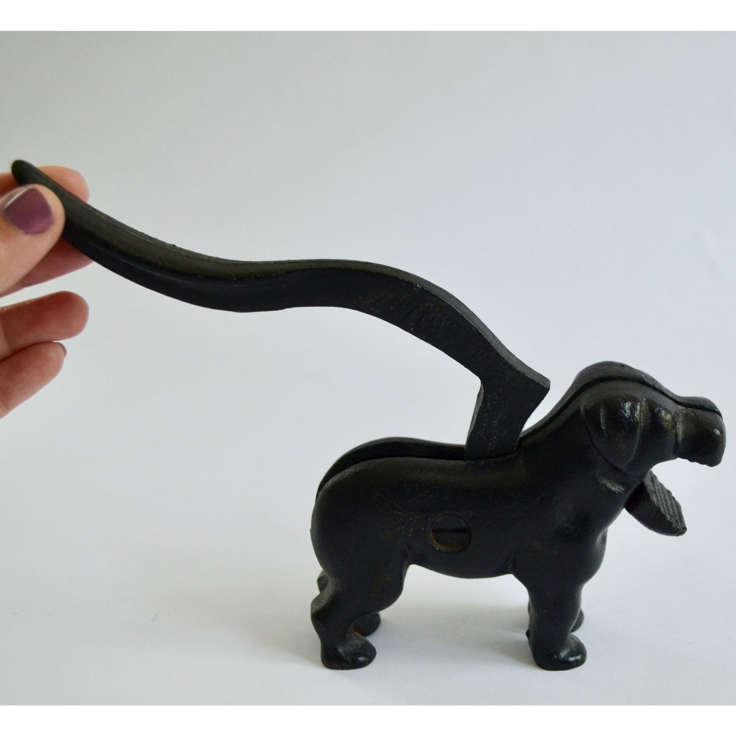 Vintage Black Cast Iron Dog Nutcracker 8.25" Length