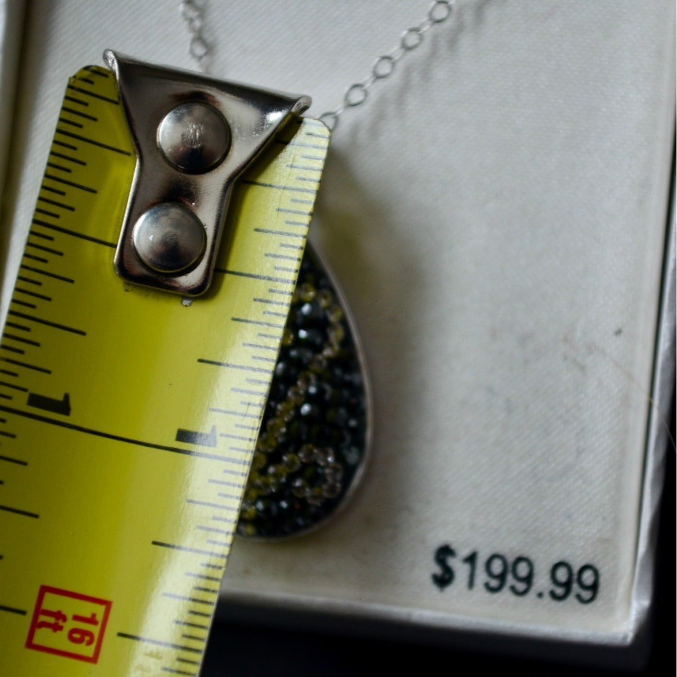 Sterling Silver Black Crystal Teardrop Swirl Necklace New