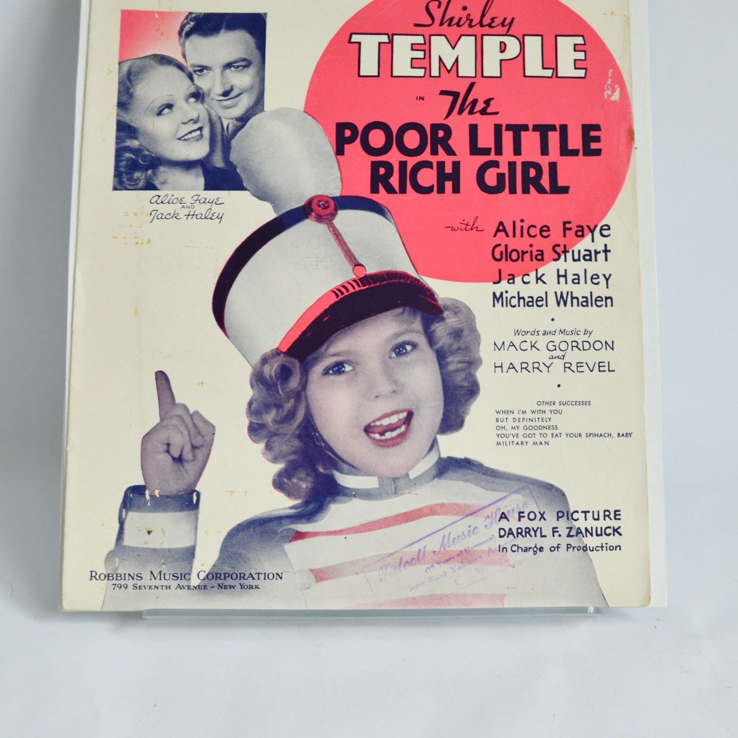 Shirley Temple The Poor Little Rich Girl Military Man Sheet Music 1936 Vintage