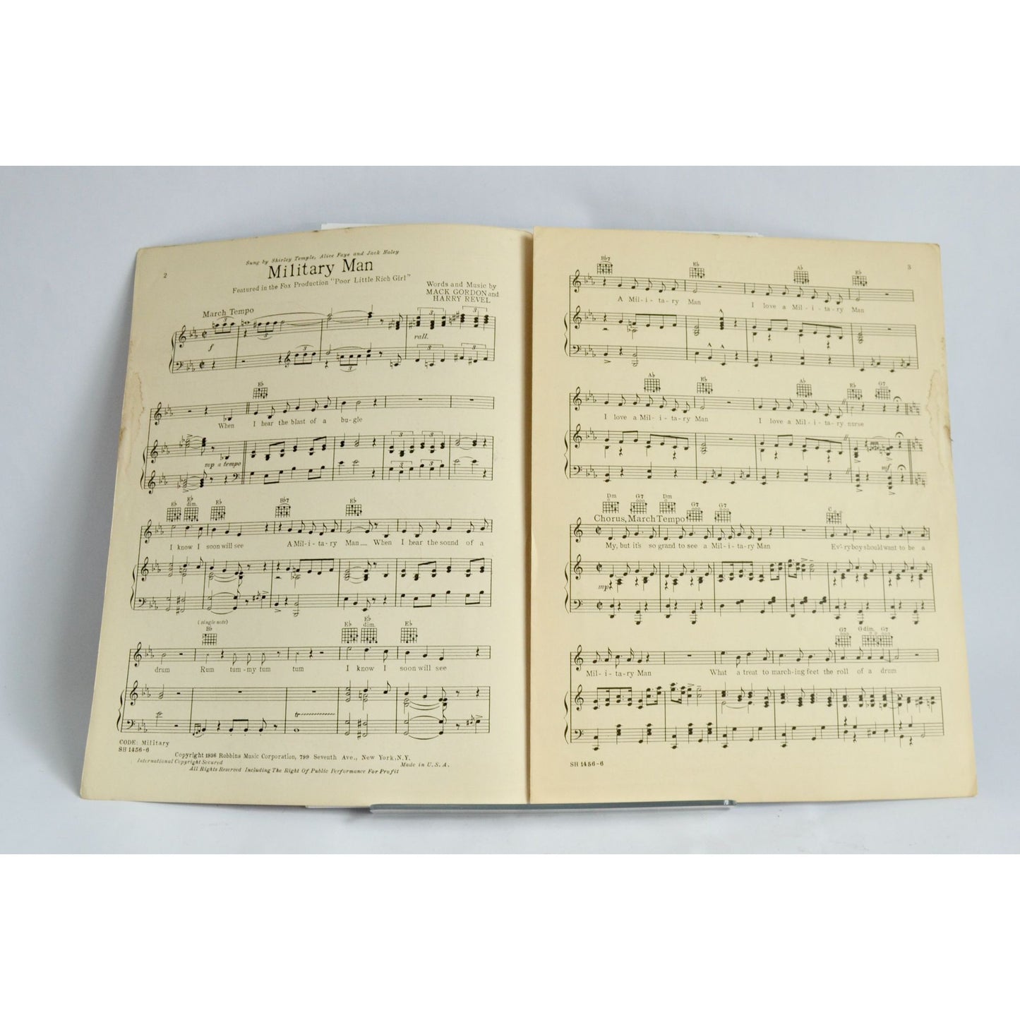 Shirley Temple The Poor Little Rich Girl Military Man Sheet Music 1936 Vintage