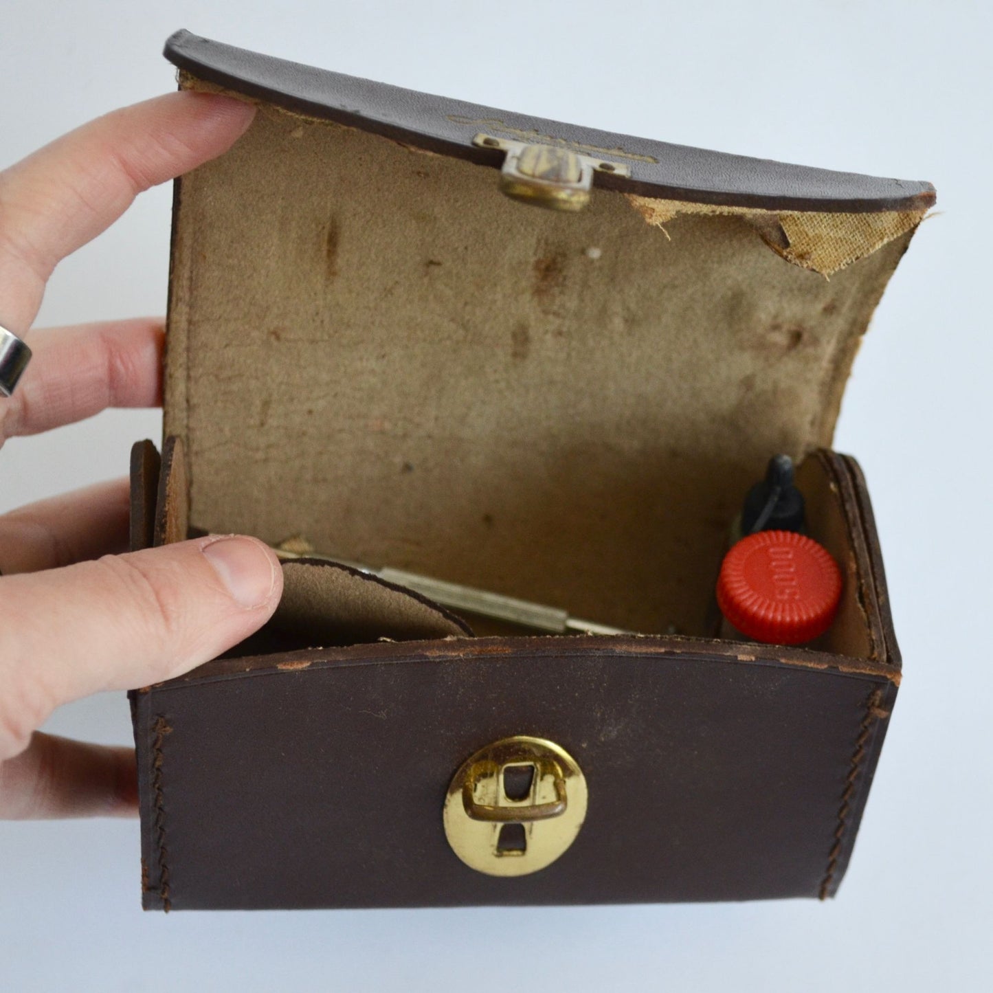 Vintage Leather Ambassadeur Fishing Reel Case & Accessories NO REEL