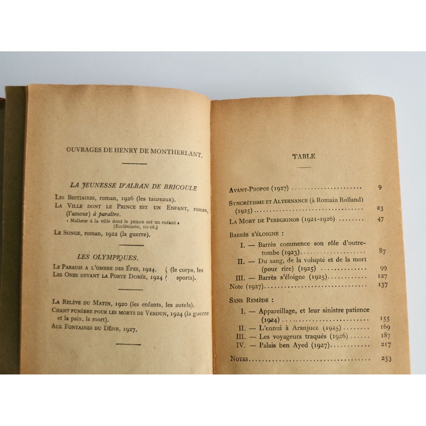 Aux Fontaines Du Desir H De Montherlant 1927 Hardcover Book Vintage