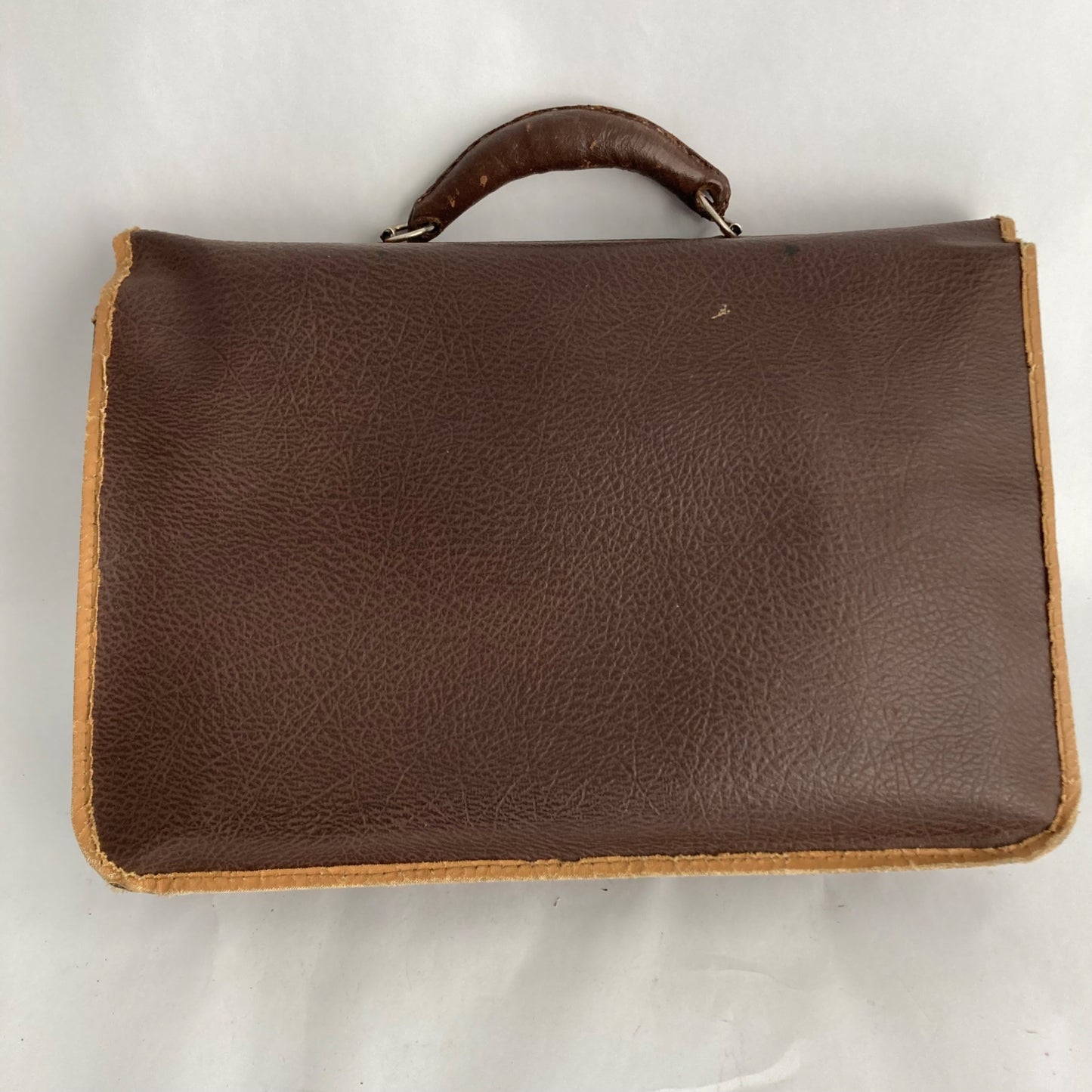 Vintage Leather Messenger Book Bag 13" Brown Satchel