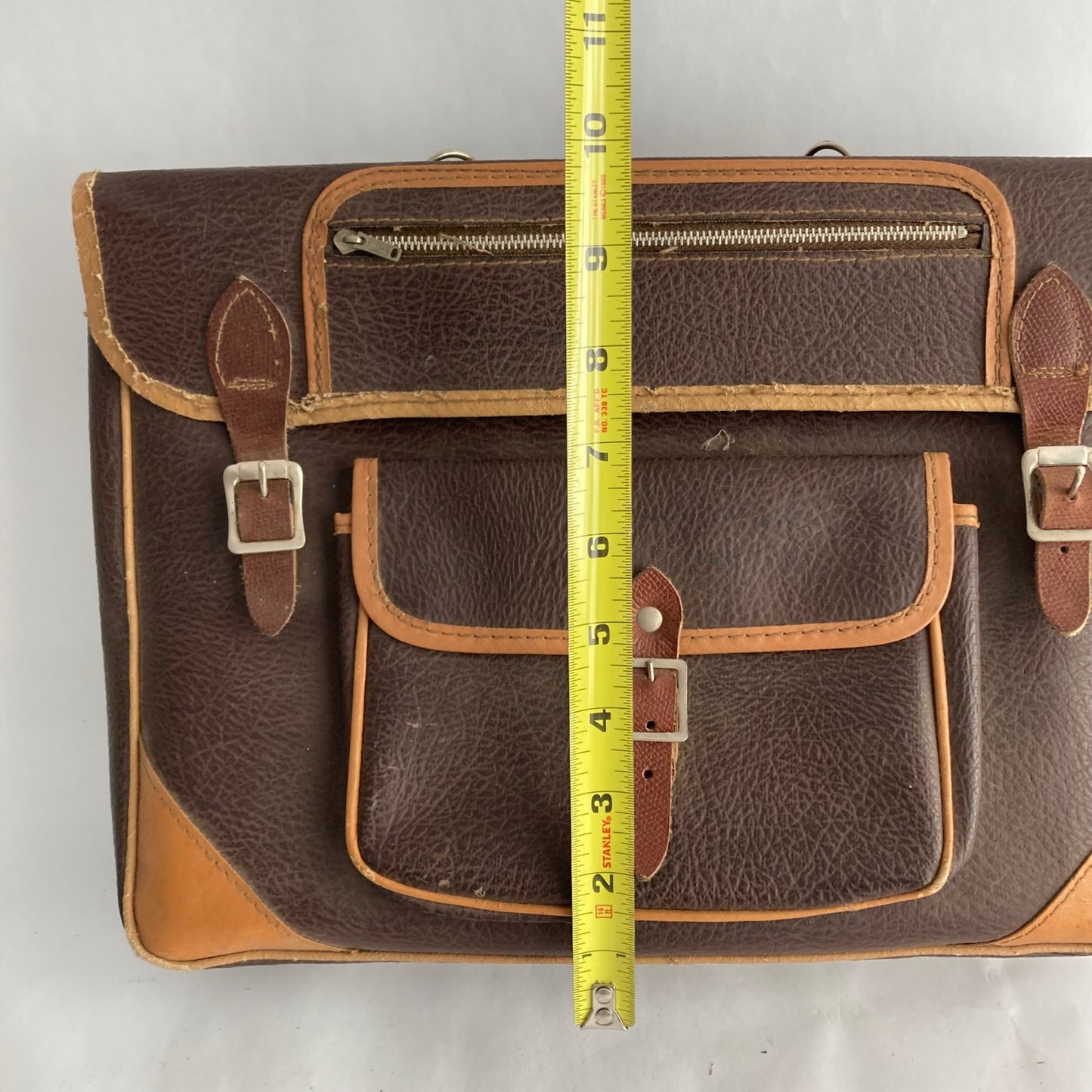 Vintage Leather Messenger Book Bag 13" Brown Satchel