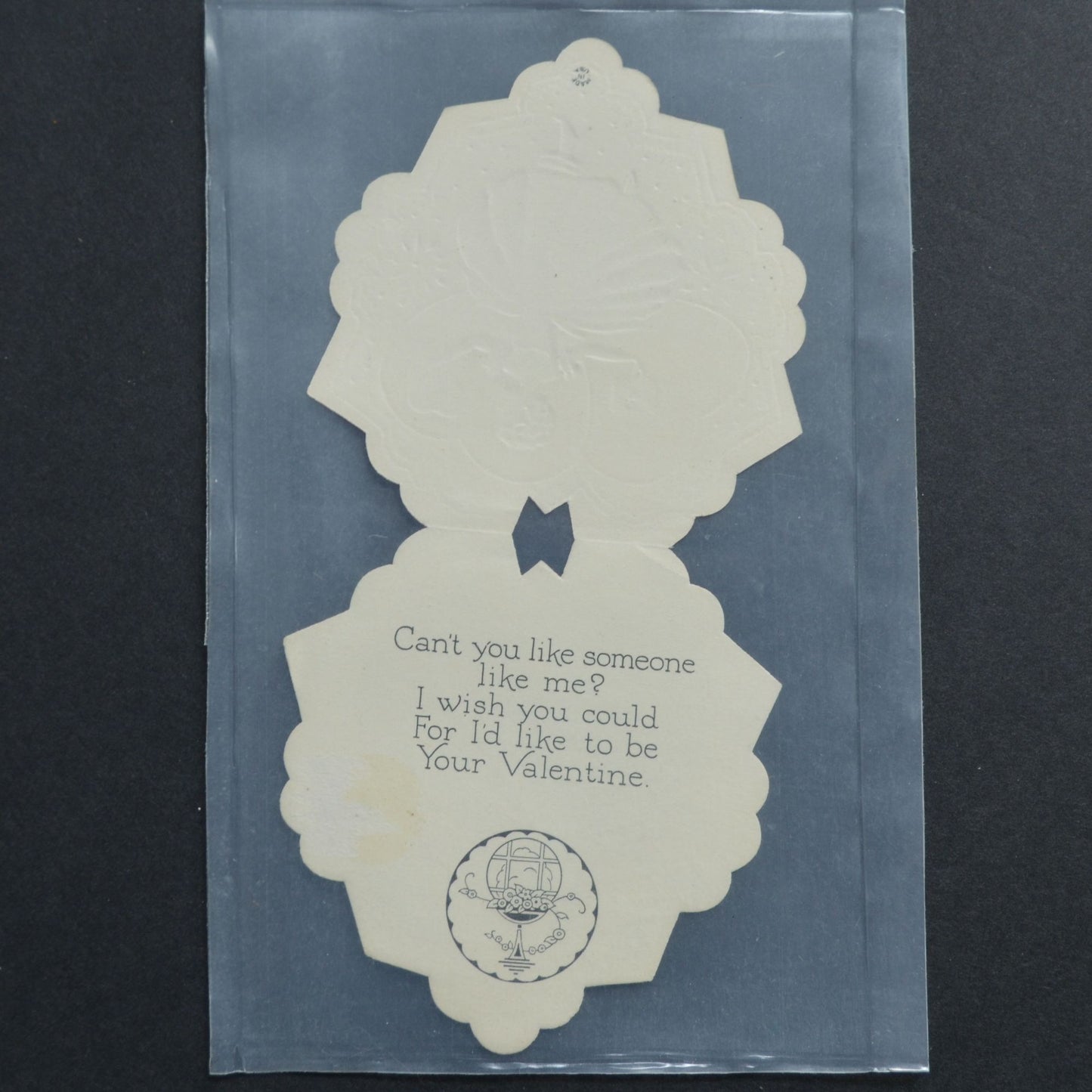 Vintage Valentine Card Heart Die Cut Boy Girl You're Mine My Love