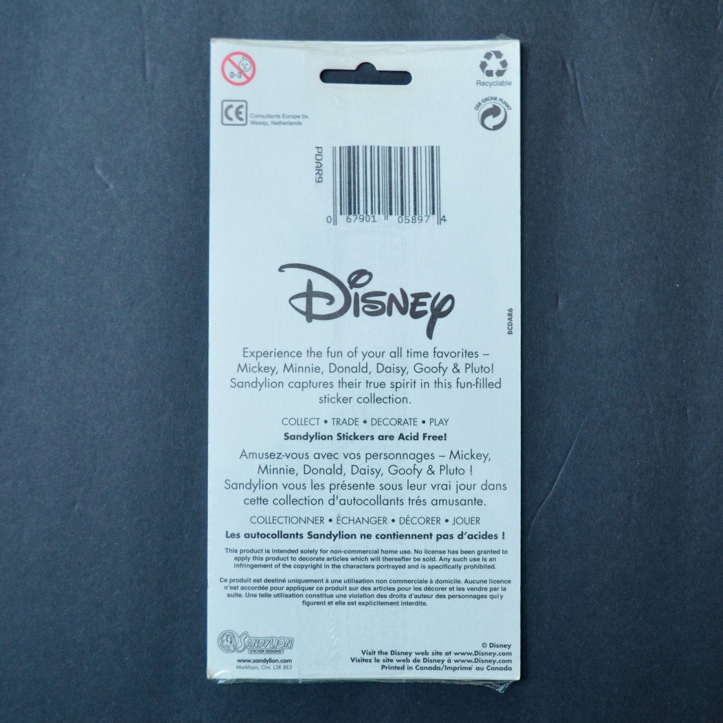 SandyLion Vintage Mickey Mouse Disney Stickers NOS New Sealed