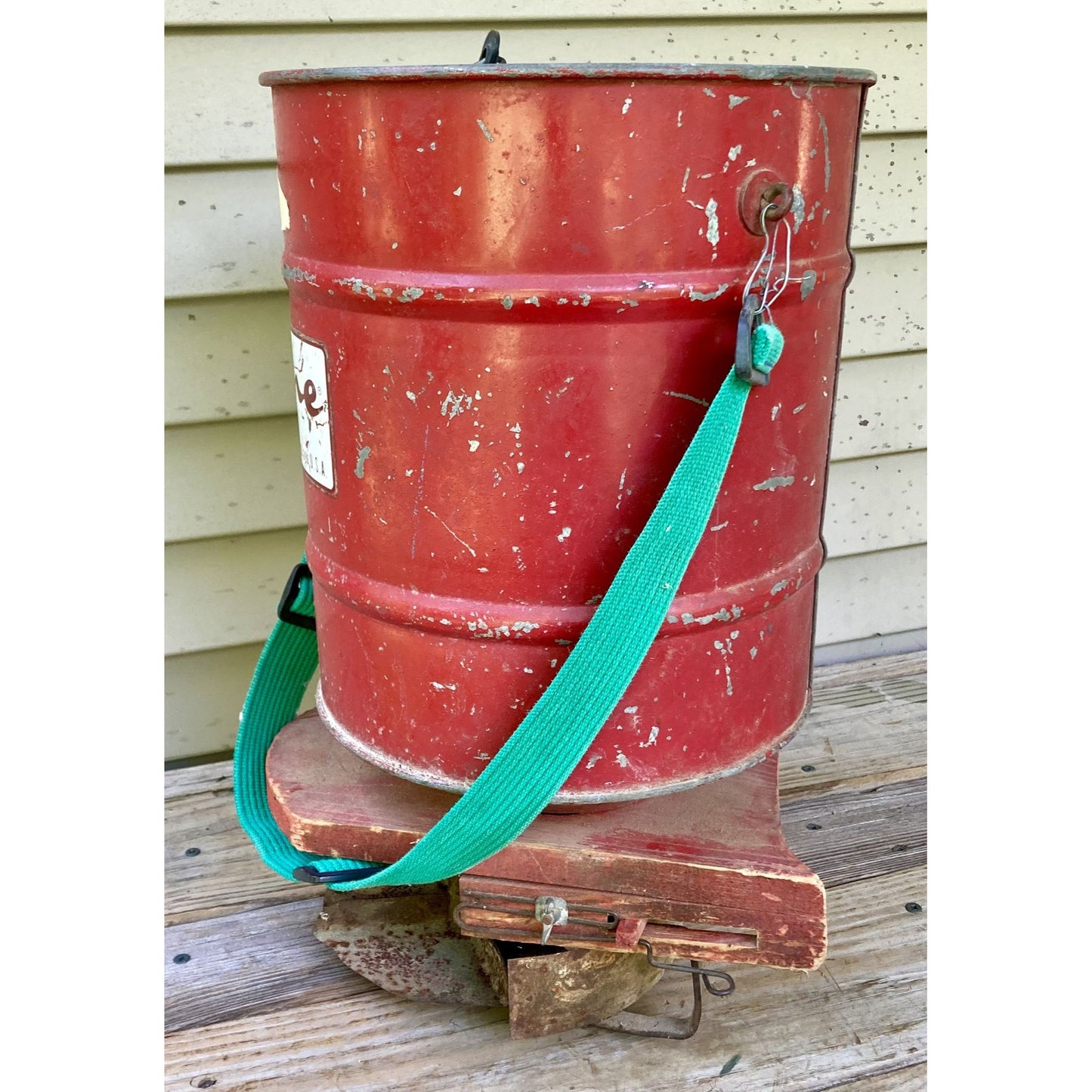 Vintage Cyclone Seeder Red w/ Strap Hand-Held Spreader Urbana, Indiana