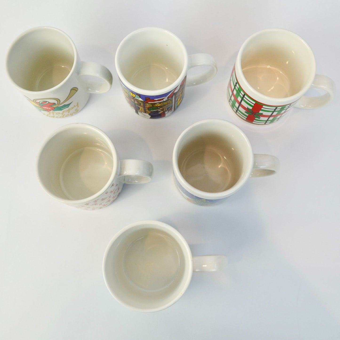 80s 90s Vintage Christmas Mugs Assorted Lot of 6