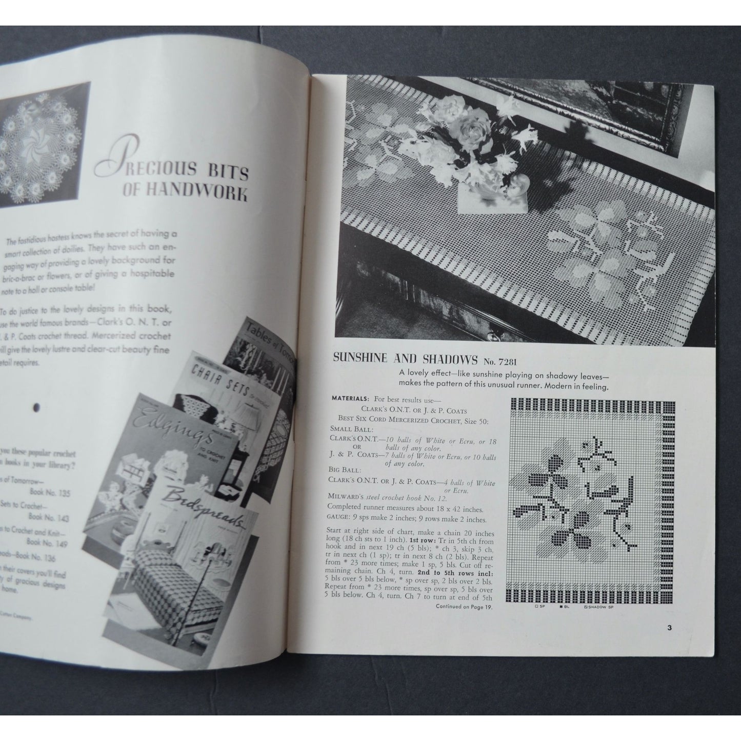Vintage 1940s Crochet Pattern Book Doilies Luncheon Sets Table Runners Book 147