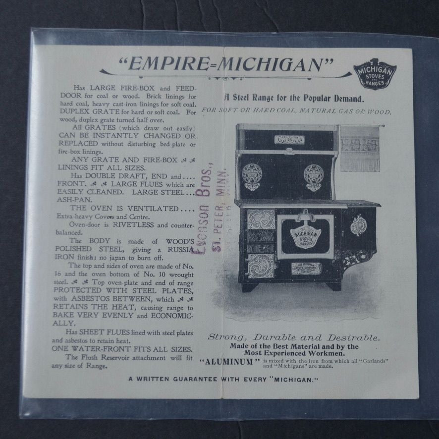 The Michigan Stove Company Victorian Trading Card Folding