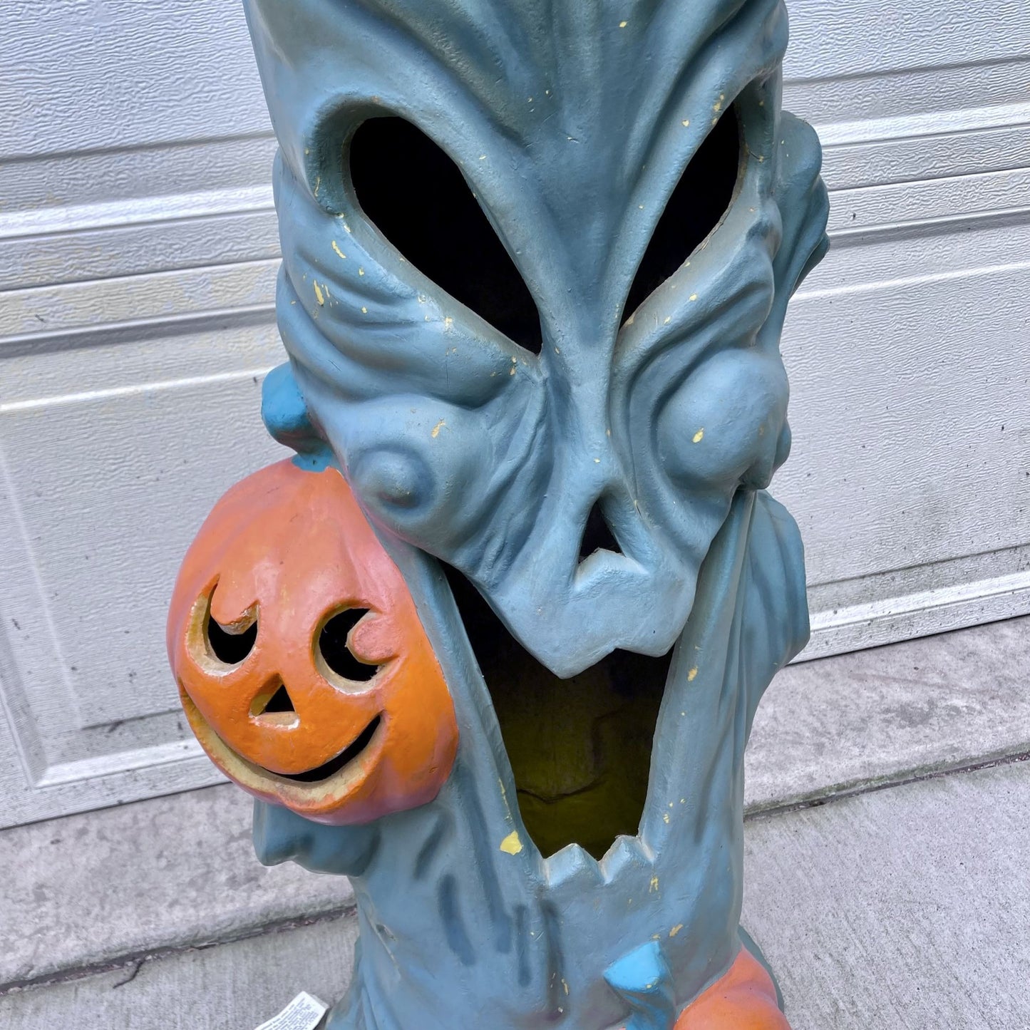 Vintage Halloween Blow Mold Spooky Tree Lighted w/ Face Pumpkin J-O-L WORKS