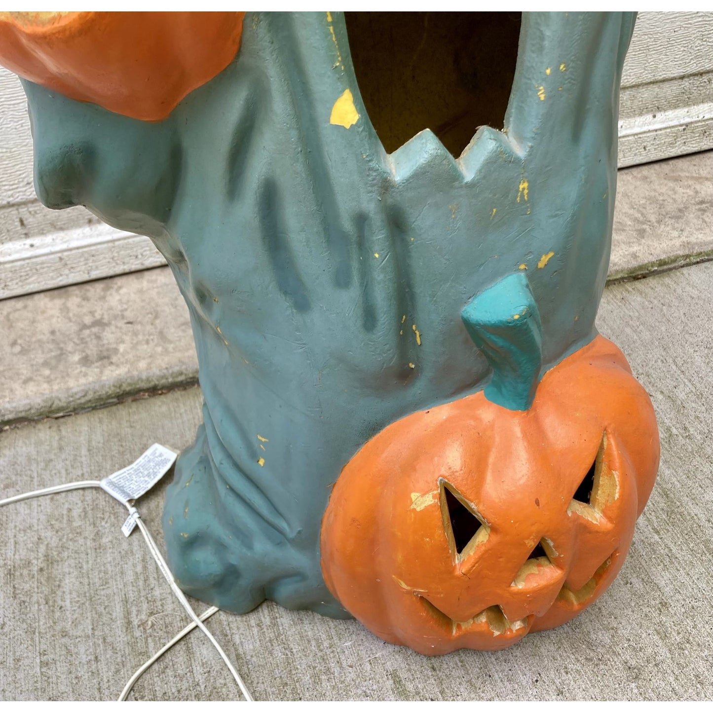 Vintage Halloween Blow Mold Spooky Tree Lighted w/ Face Pumpkin J-O-L WORKS