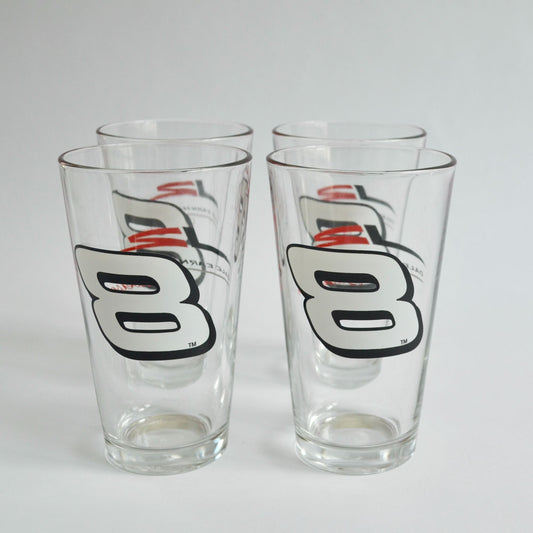 Set of 4 Budweiser Dale Earnhardt Jr #8 Beer Glasses NASCAR Junior Motorsports